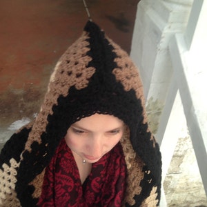 Crochet PATTERN - Hooded blanket, granny square hooded blanket, afghan blanket with hood, crochet afghan with hood