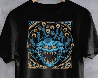 D&D Beholder /// T-Shirt /// Monster Manual Edizione limitata Copertina 5a edizione Dungeons and Dragons anni '80-'90 Vintage da tavolo Uomo Donna