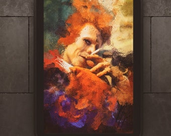 Stampa artistica giclée di David Bowie /// Black Star Ziggy Stardust Aladdin Sane Labyrinth Dipinto a olio originale con ventaglio 12x14 24x36 /// iamYork Imagery