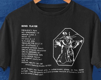 AD&D Mind Flayer /// T-Shirt /// Monster Manual 1st Edition Advanced Dungeons and Dragons 70s 80s Vintage Flay mens women stranger things
