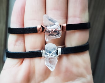 Bergkristall Chunk Kunstleder Armbänder
