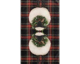 Toalla de mano de oveja con corona navideña / Cuadros navideños de granja