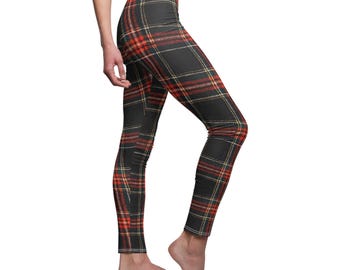 Leggings de cuadros rojos y negros / Estampado tartán, estampado integral