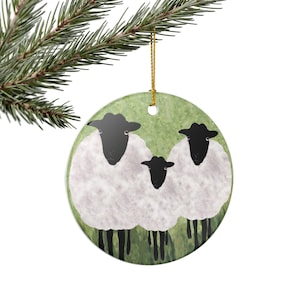 Handmade Ceramic Sheep Ornament, Rustic Christmas Decor