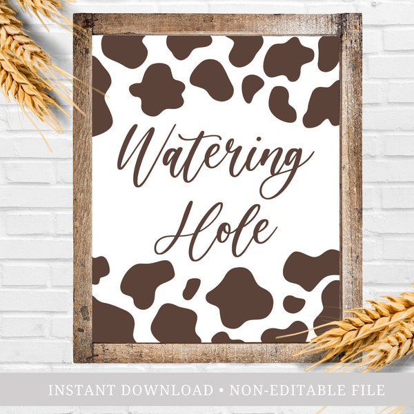 Watering Hole Brown Cow Print Party Supplies, Farm Theme Birthday Party, Farm Baby Shower, Cowgirl Highland Cow Bachelorette Decor