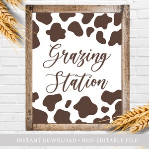 Grazing Station Brown Cow Print Party Supplies, Farm Theme Birthday, Rustic Farm Baby Shower, Cowgirl Bachelorette Decor, Highland Cow Party