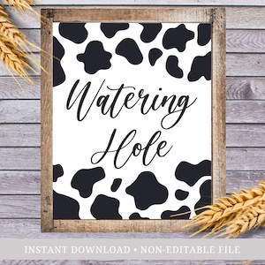 Watering Hole Cow Print Party Supplies, Farm Theme Birthday Party, Rustic Farm Baby Shower, Cowgirl Bachelorette Decor, Cow Bridal Nashville