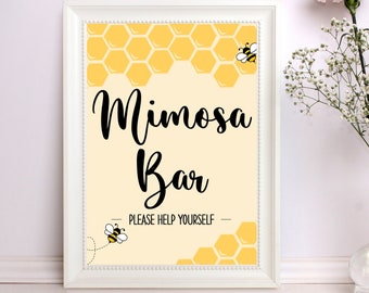 Mimosa Bar Bee Sign, Bumble Bee Printable, Baby Shower, Wedding Shower, Honey Bee Theme, Bee Baby Shower, Printable Bee Sign, Bee Party