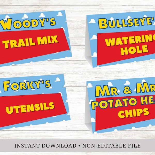 Toy Story Birthday Food Labels: Printable Buffet Cards (Digital Download)