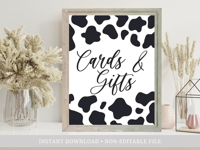 Cards and Gifts Cow Print Party Supplies, Farm Theme Birthday Party, Rustic Farm Baby Shower, Cowgirl Bachelorette Decor, Cow Bridal Party image 2