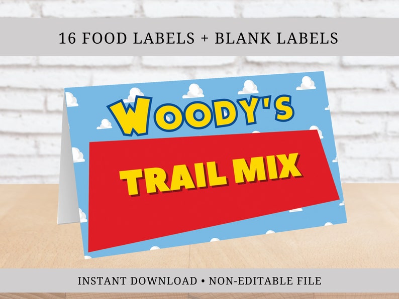 Toy Story Inspired Food Labels for Birthday Buzz Lightyear Party Theme Buffet Cards Birthday Food Table Tents Toy Story Woody