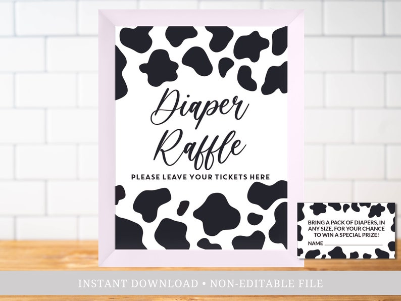 Cow Tickent R Cow Print Diaper Raffle Sign: Farm Baby Shower (PDF) - Etsy