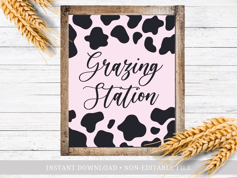 Grazing Station Cow Print Sign Farm Theme Birthday Party Etsy Hong Kong