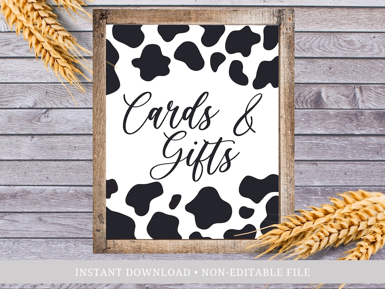 Cards and Gifts Cow Print Party Supplies, Farm Theme Birthday Party, Rustic Farm Baby Shower, Cowgirl Bachelorette Decor, Cow Bridal Party image 1