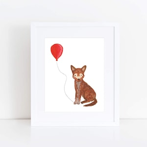Red Wolf Print // Red Balloon - EcoFriendly, Eco, Green, Recycled, Gives Back, Wildlife Conservation, Watercolor, Baby, Wolf