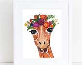 Giraffe Print // Flower Crown - EcoFriendly, Eco, Green, Recycled, Gives Back, Wildlife Conservation, Watercolor, Baby, Safari