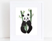 Giant Panda Print - EcoFriendly, Eco, Green, Recycled, Gives Back, Wildlife Conservation, Watercolor, Bamboo