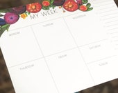 Floral Desk Pad / Weekly Planner with To Do List