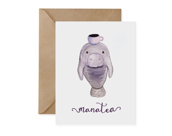 Manatee Greeting Card – "Manatea" Eco-Friendly Birthday Card