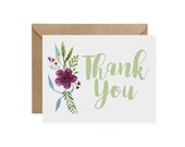 Thank You Card / Green Floral - EcoFriendly Card, Gives Back, Wildlife Conservation, Recycled, Ethical, Renewable Energy, Flowers