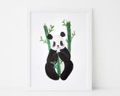 Giant Panda Print - EcoFriendly, Eco, Green, Recycled, Gives Back, Wildlife Conservation, Watercolor, Bamboo