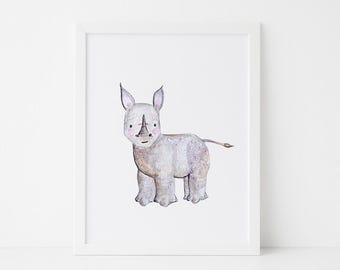 Black Rhino Print / Original - Rhinos, EcoFriendly, Eco, Green, Recycled, Gives Back, Wildlife Conservation