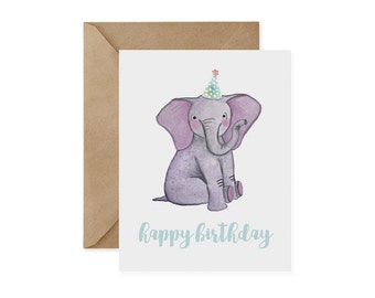 Pygmy Elephant Birthday Card: Eco-Friendly Animal Art