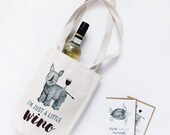 Organic Cotton Wine Tote – Rhino – “I’m Just a Little Wino” – Black Rhino – Eco Friendly Gift – Wine Lover Bag – Pun – Wildlife Conservation