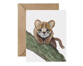 Rusty-Spotted Cat Greeting Card: Eco-Friendly Wildlife Art