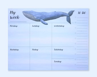 Whale Weekly Planner Desk Pad: Ocean To-Do List Notepad