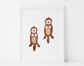 Sea Otter Art Print: Eco-Friendly Wildlife Illustration