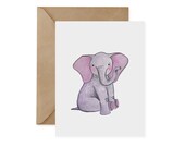 Borneo Pygmy Elephant Card / Original - EcoFriendly Card, Greeting Card, Recycled, Blank, A2, Wild, Adorable, Cute