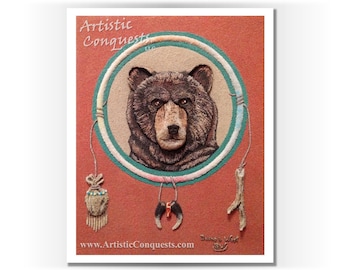 PRINT - Bear Native American Animal Spirit Medicine Wheel Fine Art Print / Inspirational, Motivational Art / Southwestern Decor - 11x14"