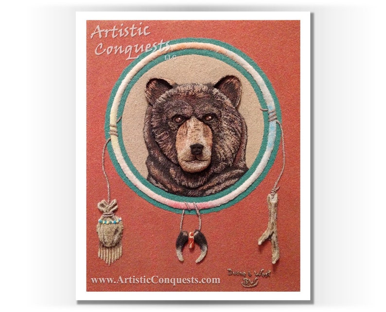 PRINT Bear Native American Animal Spirit Medicine Wheel Fine Art Print