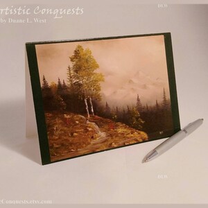 Sympathy CARD - Pacific Northwest Landscape / Foggy Mountain Fine Art Greeting Card / Blank Card for Grief / Blank Birthday Card - 5x7&quot;