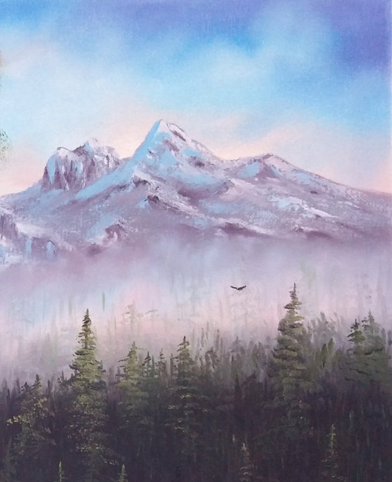 PRINT Misty Pacific Northwest Landscape Art / Foggy Cloudy Etsy