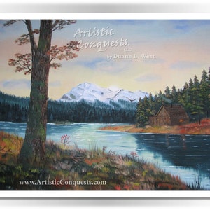 Mt Rainier herfstlandschapsprint: rustieke hutkunst (11 x 14&quot;)
