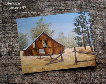 Personalized Old Barn Greeting Card: Washington Ranch Art Card (5x7")