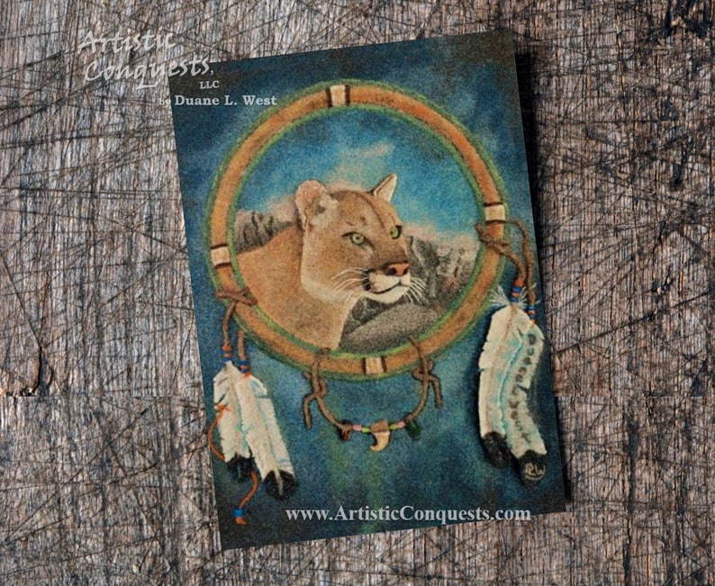 Cougar Native American Animal Spirit Medicine Wheel GREETING Etsy