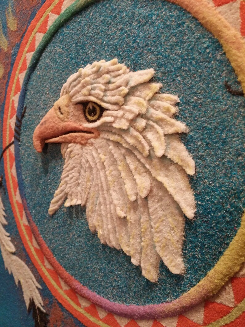 Sand Sculpture Painting American Bald Eagle Art / Native Etsy