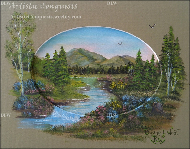 Oregon Mountain Landscape Pacific Northwest River Framed 8x10 ORIGINAL Oil Painting Summer Forest Landscape Art Housewarming Gift