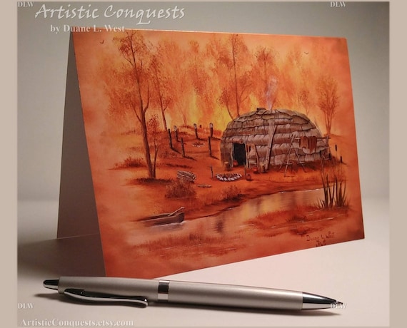 Personalized Greeting Card Native American Powhatan Village Etsy