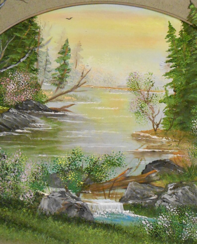 Framed ORIGINAL Oil Painting Pacific Northwest Landscape Art / Green