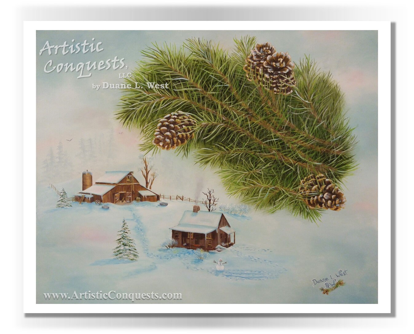 Renditions Gallery Christmas on the Farm Wall Art, Snowy Country with Red Barn, Charming Winter Decorations, Premium Gallery Wrapped Canvas Decor, Ready to Hang, 8 in H x 12 in W