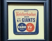 New York (Baseball) Giants quot Knickerbocker quot Framed Vintage Beer Coaster