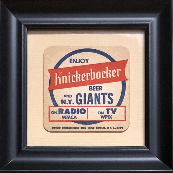 New York (Baseball) Giants "Knickerbocker" Framed Vintage Beer Coaster