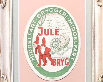 Scandinavia Framed Vintage Christmas Beer Label