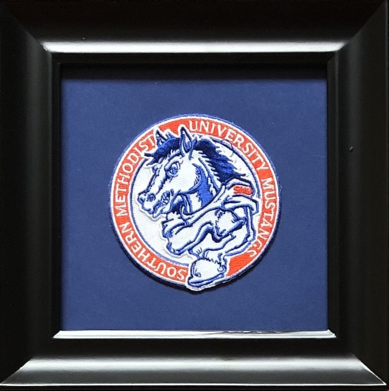 SMU Mustangs Framed Vintage Embroidered Patch