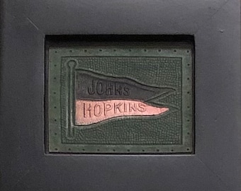 Johns Hopkins Blue Jays Framed Vintage Tobacco Leather