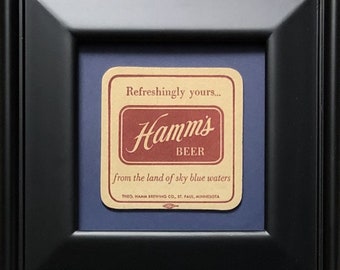 Chicago Cubs "Hamm's" Framed Vintage Beer Coaster